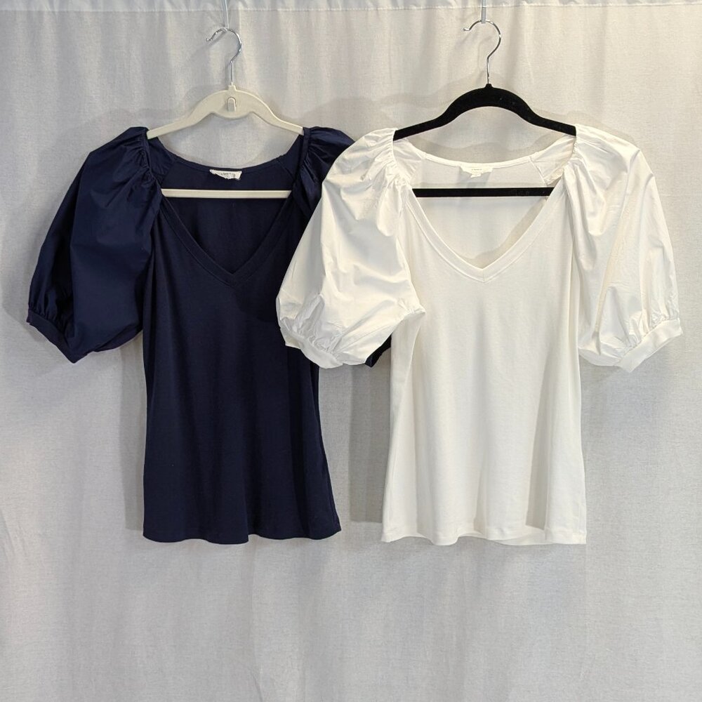 Bundle of Two a loves a Balloon Sleeved Tops Size Small Navy and White